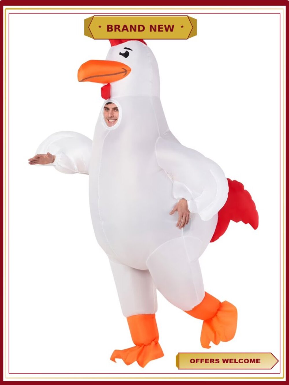 Adult Giant Chicken Inflatable Halloween Costume S-XL Funny Party Fancy Dress